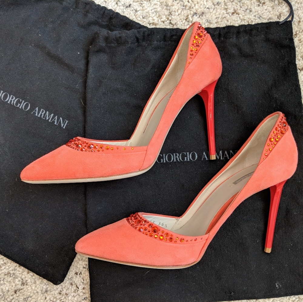 SOLD. Giorgio Armani Rhinestone Decollete Heels